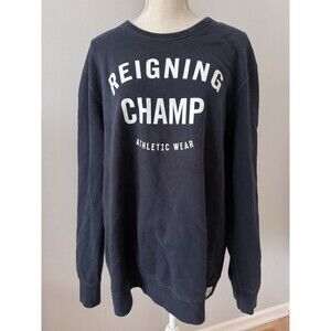 Reigning Champ Sweater Mens XXL Black‎ Crewneck Spellout Logo Casual Preppy Logo
